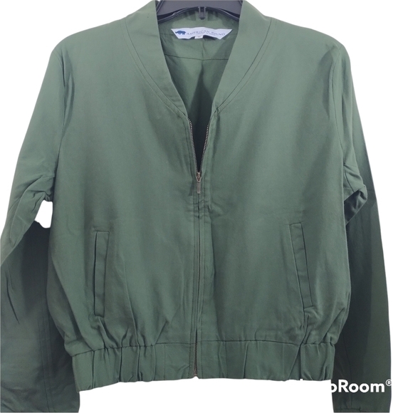American Rhino, Zip Front Bomber Jacket, 100% Cotton Made in Kenya, Olive Sz M - Picture 1 of 8